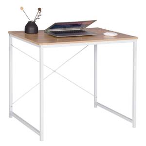 Schreibtisch Steven Braun - Weiß - Holzwerkstoff - Metall - 80 x 70 x 60 cm