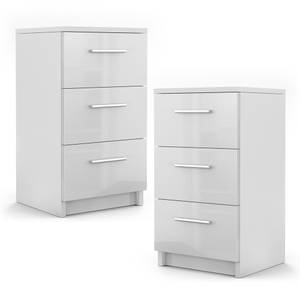 Table de chevet 66cm blanc lot de 2 Blanc brillant