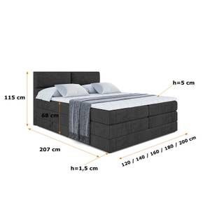 Boxspringbett BOXI3 KING Schwarz - Breite: 160 cm