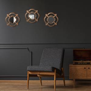 Lot de 3 miroirs décoratifs Noir - Doré - Verre - Matière plastique - 26 x 26 x 3 cm