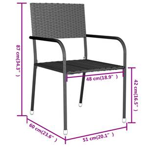 Garten-Essgruppe (3-teilig) 3013185 Grau - Kunststoff - Polyrattan - 45 x 45 x 45 cm