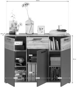 Sideboard Mason 1 Braun - Holz teilmassiv - 120 x 87 x 40 cm