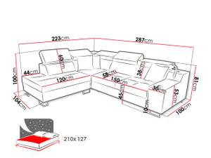 Ecksofa Alicante VII Beige - Ecke davorstehend links