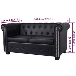 Sofa 291852-1 Schwarz - Kunstleder - 145 x 70 x 76 cm