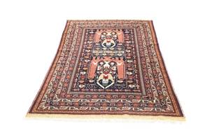 Afghan - 196x122cm Blau - Naturfaser - 122 x 1 x 196 cm