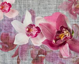 Fototapete Blumen Pink - Naturfaser - Textil - 360 x 270 x 270 cm