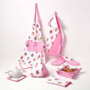 Geschirrtuch Set 3 tlg Cupcakes Pink - Textil - 50 x 1 x 70 cm