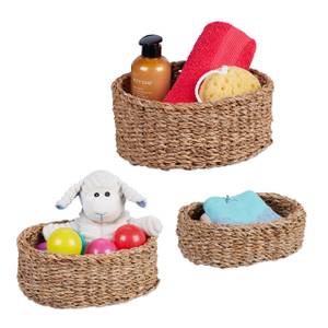 3-tlg. Aufbewahrungskorb Set aus Seegras Braun - Rattan - 30 x 12 x 25 cm