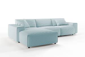 Sofa RANI Ecksofa Cord Hellblau - Ecke davorstehend links