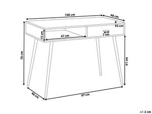 Bureau DEORA Marron - Blanc - Bois manufacturé - 100 x 76 x 48 cm