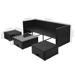 Gartenmöbel-Set Schwarz - Polyrattan - 56 x 28 x 66 cm