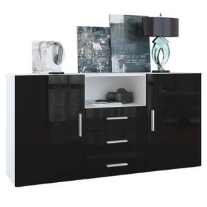 Sideboard Skadu Hochglanz Schwarz - Weiß