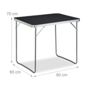 Table de camping pliable Gris - Argenté - Bois manufacturé - Métal - Matière plastique - 80 x 70 x 60 cm