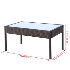 Garten-Sofagarnitur Braun - Metall - Polyrattan - 40 x 37 x 75 cm