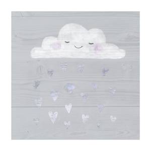 Wolke mit silbernen Herzen Vinyl-Teppich - Wolke mit silbernen Herzen - Quadrat 1:1 - 40 x 40 cm