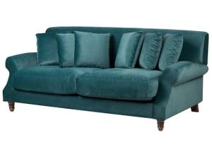 2-Sitzer Sofa EIKE Blau - Eiche Dunkel - Petrol - Textil