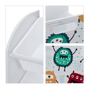 Meuble à jouets thème "petits monstres" Vert - Rouge - Blanc - Bois manufacturé - Matière plastique - 83 x 81 x 30 cm