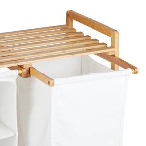 Wäschekorb Regal aus Bambus Braun - Weiß - Bambus - Textil - 65 x 74 x 33 cm