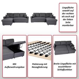 Ecksofa mit Bettkasten L17 Grau