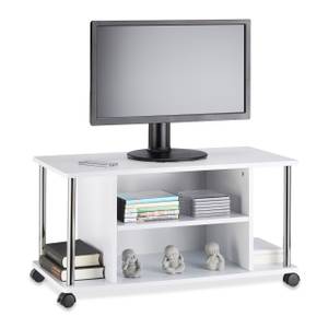 Meuble TV à roulettes blanc Noir - Argenté - Blanc - Bois manufacturé - Métal - 80 x 42 x 40 cm