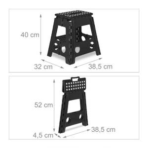 Klapphocker faltbar XL Schwarz - Weiß - Kunststoff - 39 x 39 x 3 cm