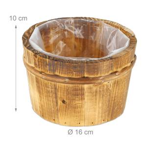 Pot de fleurs en bois lot de 6 Marron - Bois manufacturé - Matière plastique - 16 x 10 x 16 cm