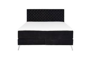 Lit boxspring SINDAR avec visco-topper Noir - Argenté - Largeur : 202 cm - Argenté