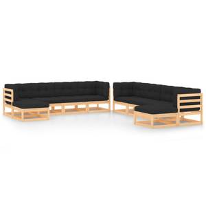 Garten-Lounge-Set (10-teilig) 3009745-2 Anthrazit - Schwarz - Holz