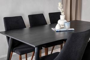 Essgruppe Dipp 52 (7-teilig) Schwarz - Massivholz - 90 x 75 x 180 cm