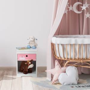 Kinder Nachttisch Schwan Pink - Weiß - Holzwerkstoff - 32 x 41 x 31 cm