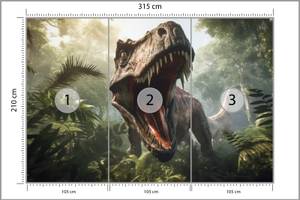 Papier Peint DINOSAURE Plantes Effet 3D 315 x 210 x 210 cm