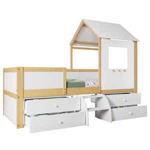 Hausbett WoodyZoom Ⅰ Beige - Weiß - Holzwerkstoff - Massivholz - Holzart/Dekor - 97 x 159 x 204 cm