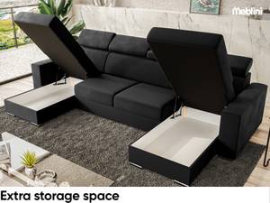 Ecksofa Voss U-Form Schwarz