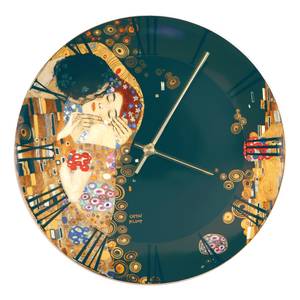 Wanduhr Gustav Klimt Der Kuss Schwarz - Gold - Porzellan - 31 x 5 x 31 cm