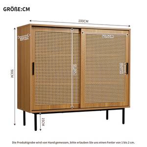 Sideboard RattanWalnut Ⅲ Braun - Holzwerkstoff - Metall - 100 x 90 x 37 cm