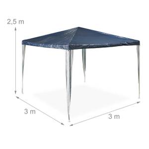 Pavillon bleu foncé 3x3 m Bleu - Blanc - Métal - Matière plastique - 300 x 250 x 300 cm