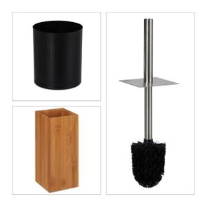 WC Garnitur Bambus & Metall Schwarz - Braun - Silber - Bambus - Metall - 20 x 60 x 20 cm