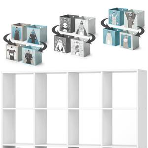 Raumteiler „Karree“ 16 Fächer Faltboxen Weiß - Holz teilmassiv - 139 x 139 x 30 cm