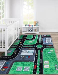 Tapis Lavable Junior 52052.802 Vill Vert - Textile - 80 x 1 x 150 cm