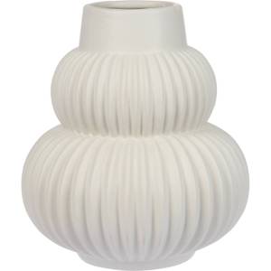 Blumenvase OVAL, Keramik, 21 cm Weiß - Keramik - 19 x 21 x 19 cm