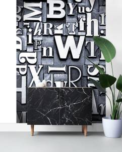 papier peint panoramique typographies Gris - Fibres naturelles - Textile - 186 x 279 x 279 cm