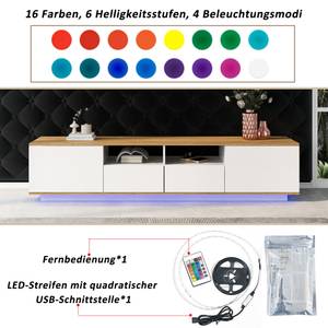 LED Lowboard Cronus Ⅰ Braun - Weiß - Holzwerkstoff - Metall - 180 x 50 x 180 cm