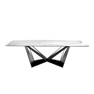 Table à manger en porcelaine et acier Noir - Porcelaine - Pierre - 260 x 75 x 120 cm