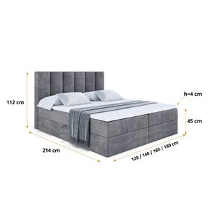 Boxspringbett BOXI1 Steingrau - Breite: 120 cm - H4