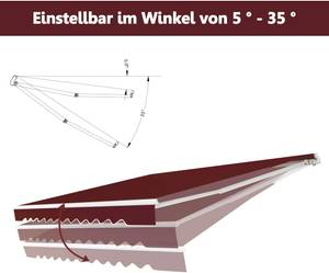 Markise Balkonmarkise Rot - Metall - 250 x 200 x 300 cm