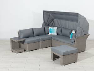 Dining Lounge Set -Daybed Relax mit Dach Grau - Metall - Polyrattan - 225 x 75 x 80 cm