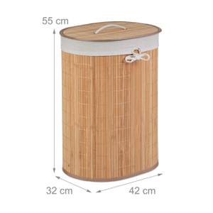 3x paniers linge en bambou ovale nature Blanc crème - Marron clair