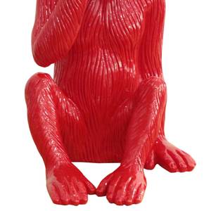 Statue singe main sur la bouche H39cm Rouge