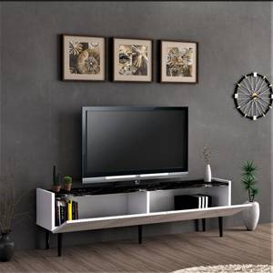 Meuble TV Oppdal 45 x 154 x 37 cm Noir - Blanc