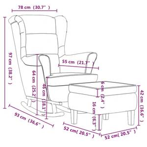 Chaise à bascule avec tabouret 3015093-2 Noir